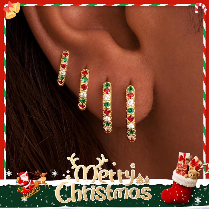 Poxtex Small Gold Huggie Hoop Earrings Set for Women Men Hypoallergenic 14K Plated Stack Cartilage Earrings, Multiple Piercing Lightweight Mini Thin Cute Dainty Trendy Jewelry Set Christmas Gifts for Women - Image 2